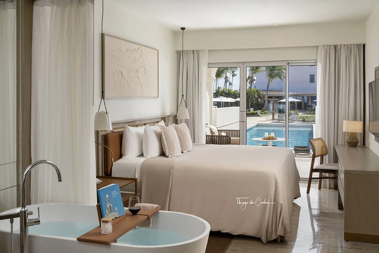 In this after editing image one can clearly see the inside and the outside. This is a Melia Punta Cana pool view room.