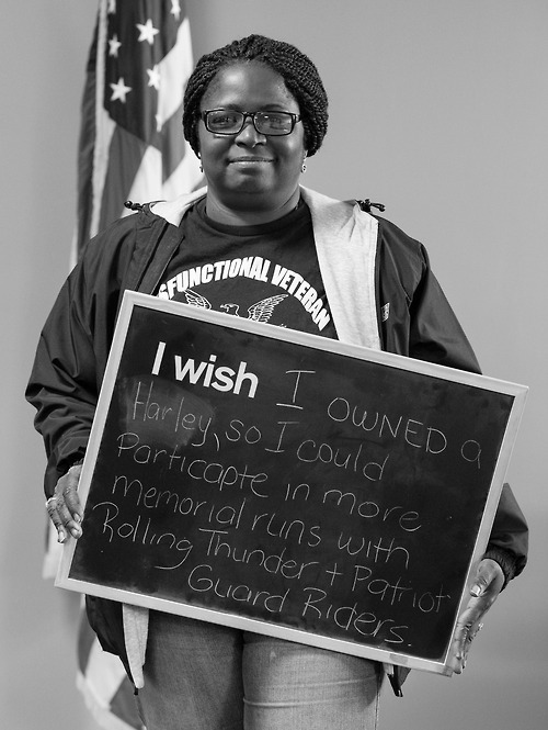 Anna / US war veteran "I wish I owned a Harley, so I could participate in more memorial runs with Rolling Thunder and Patriot Guard Riders." Oct.2013 Bronx,NY