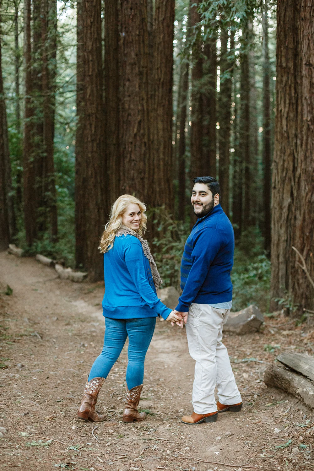 Couple’s engagement session in the redwoods in Oakland California.