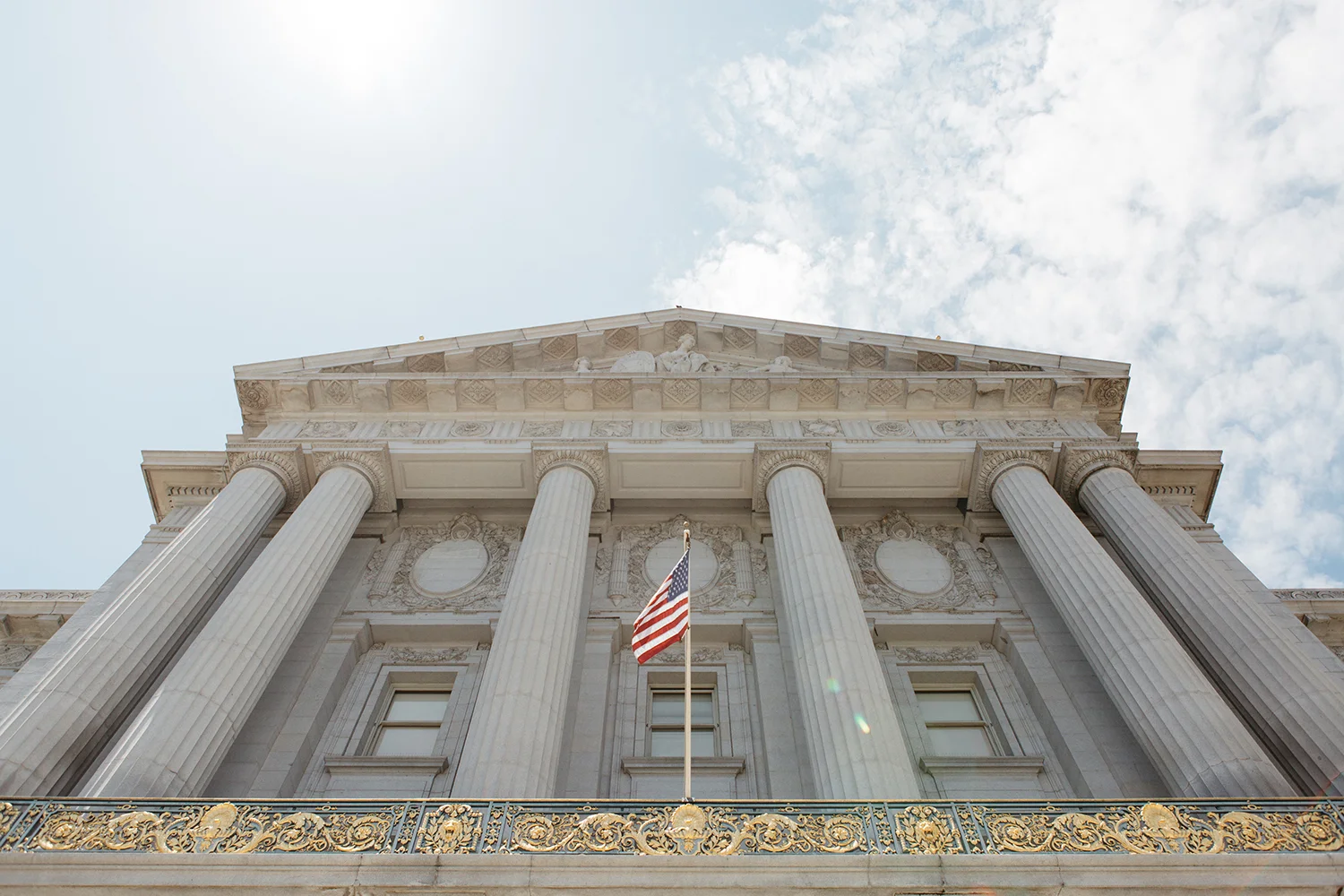 Main entrance of a san francisco city hall wedding.