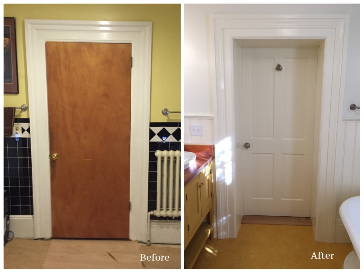  JFB installed a new, historically appropriate door in a sunken jamb and surrounded with an updated trim scheme. 