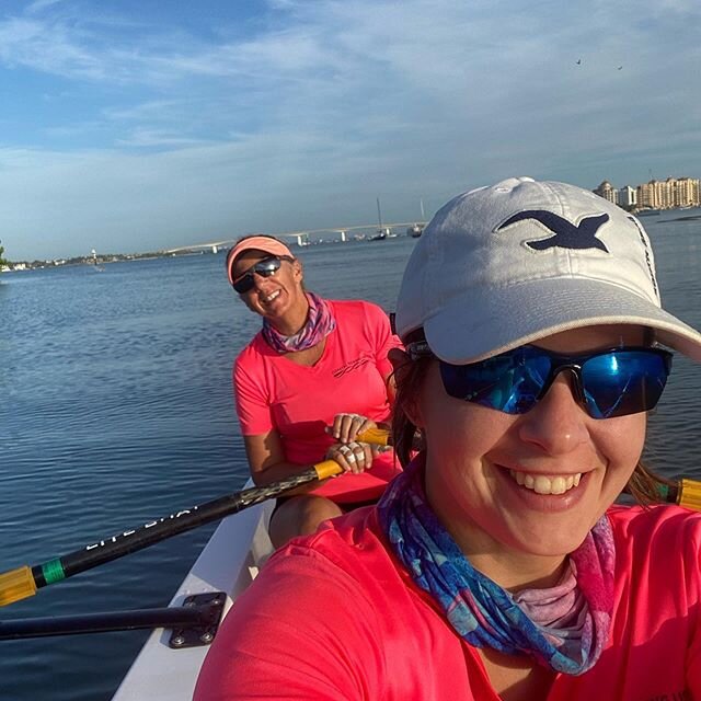 Early row before the holiday weekend boat traffic —joined @tasslandy for a fun 8k race around the bay. Dad was there too!