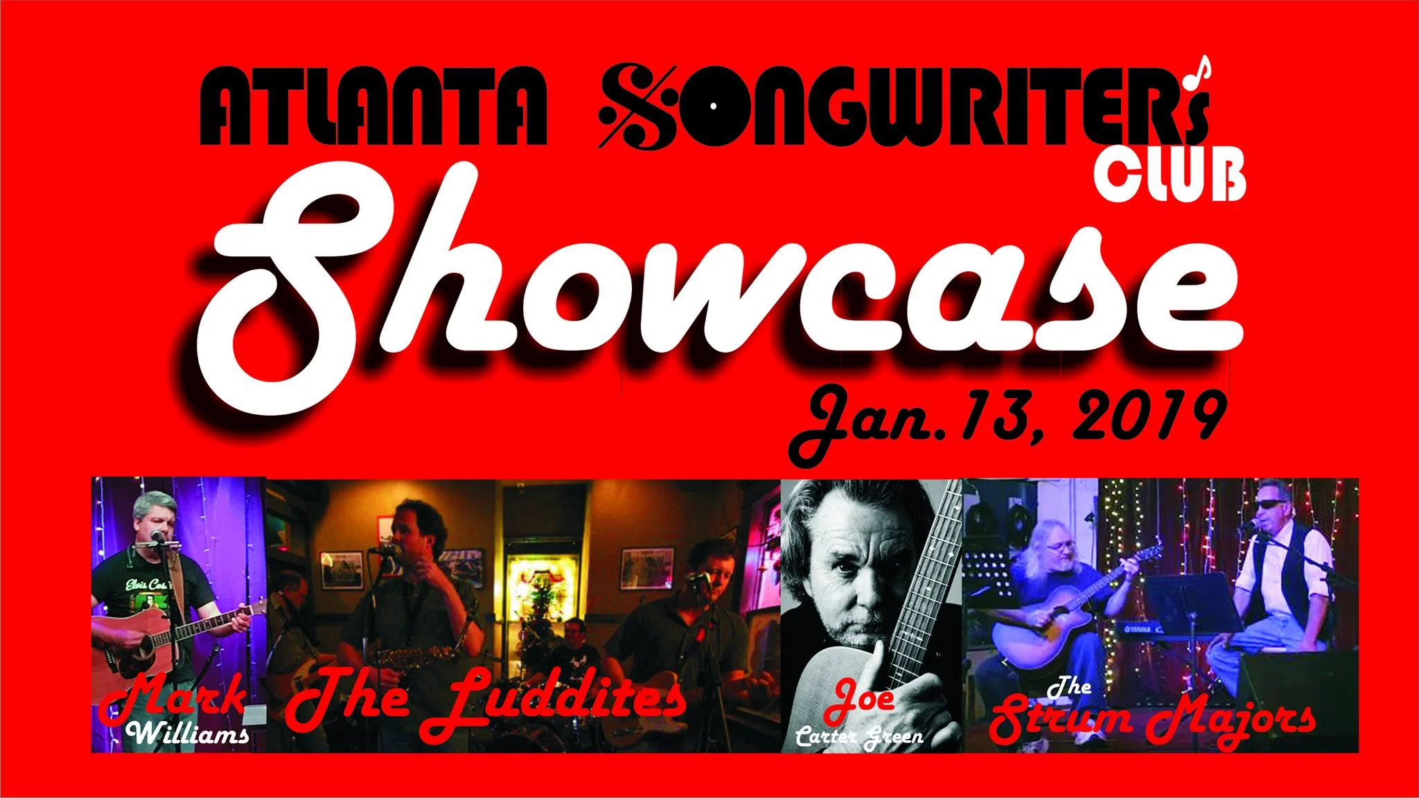Atlanta Songwriters Club Member Showcase — January 13, 2019 — Red Light Café, Atlanta, GA