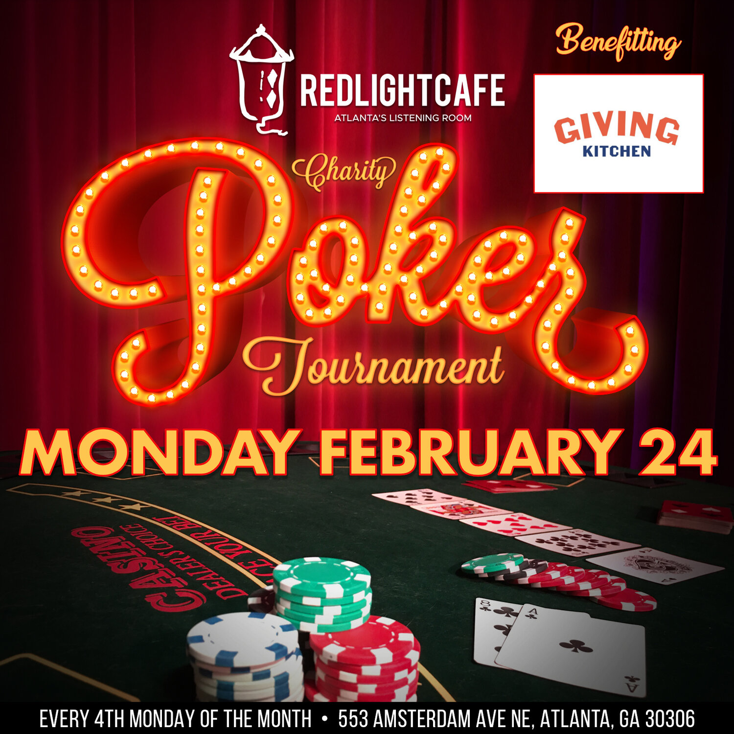 RLC Charity Poker Tournament: Giving Kitchen — February 24, 2020 — Red Light Café, Atlanta, GA