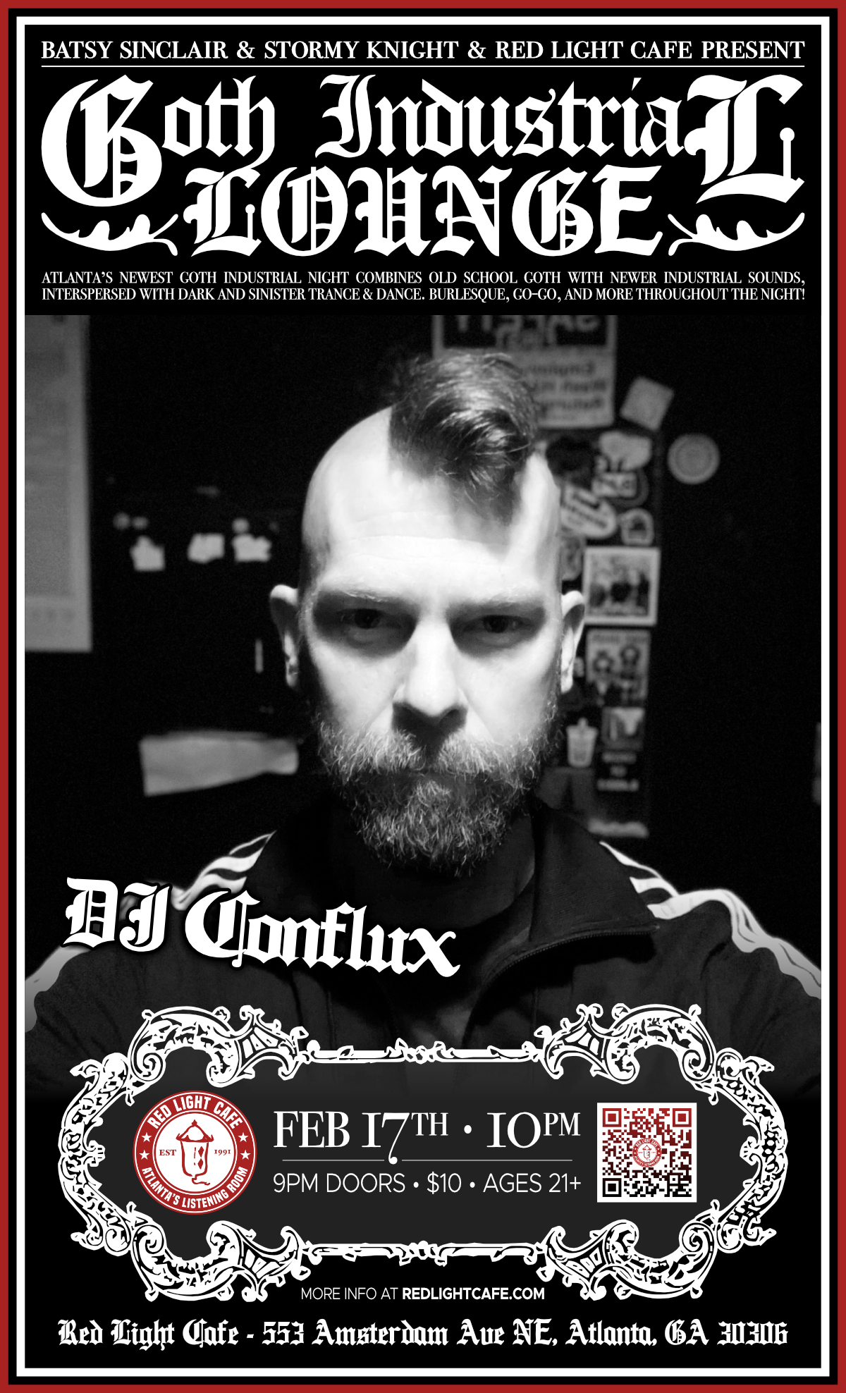 Goth Industrial Lounge w/ DJ Conflux — February 17, 2023 — Red Light Café, Atlanta, GA