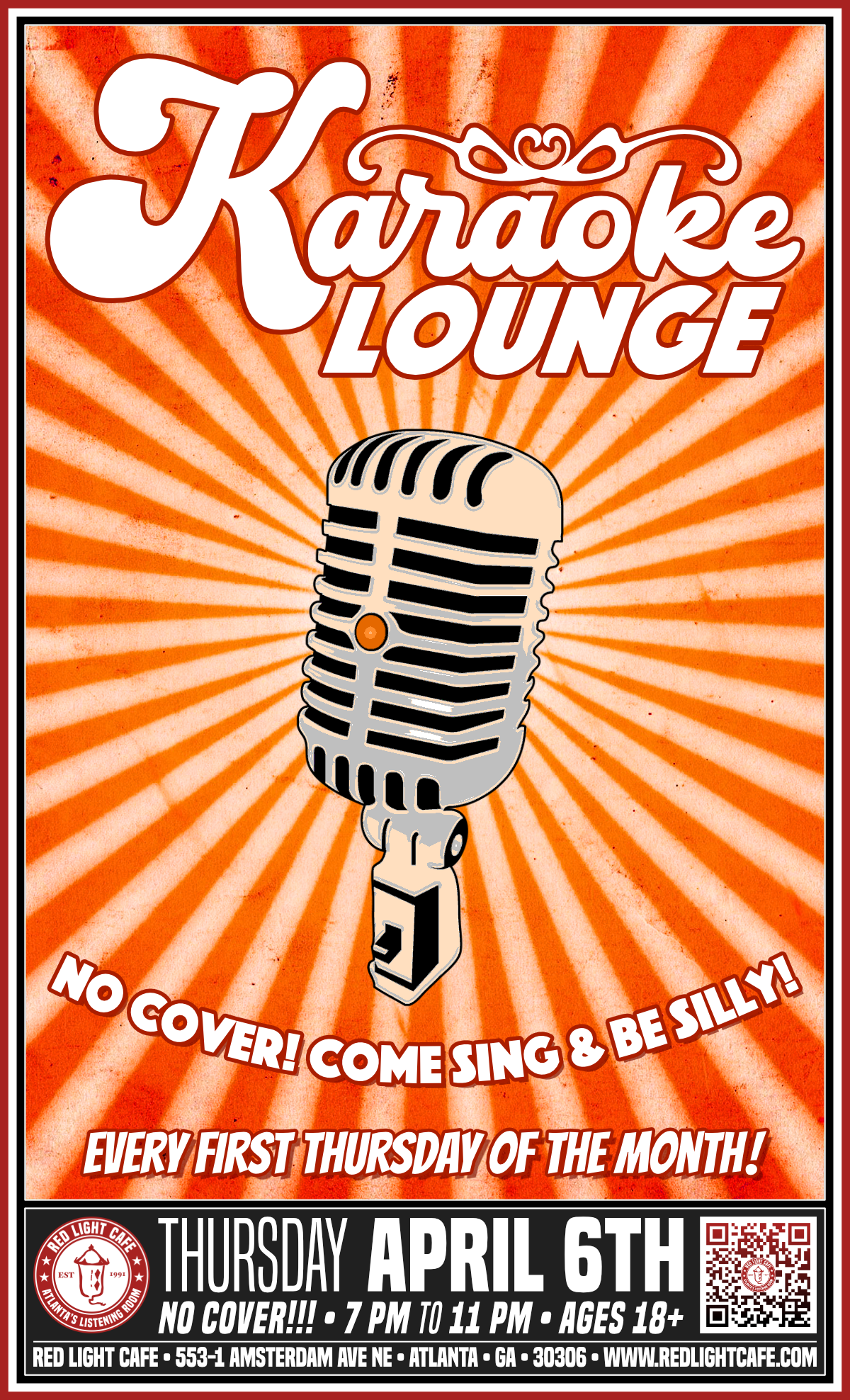 KARAOKE LOUNGE: Come Sing &amp; Be Silly (NO COVER) — April 6, 2023 — Red Light Café, Atlanta, GA