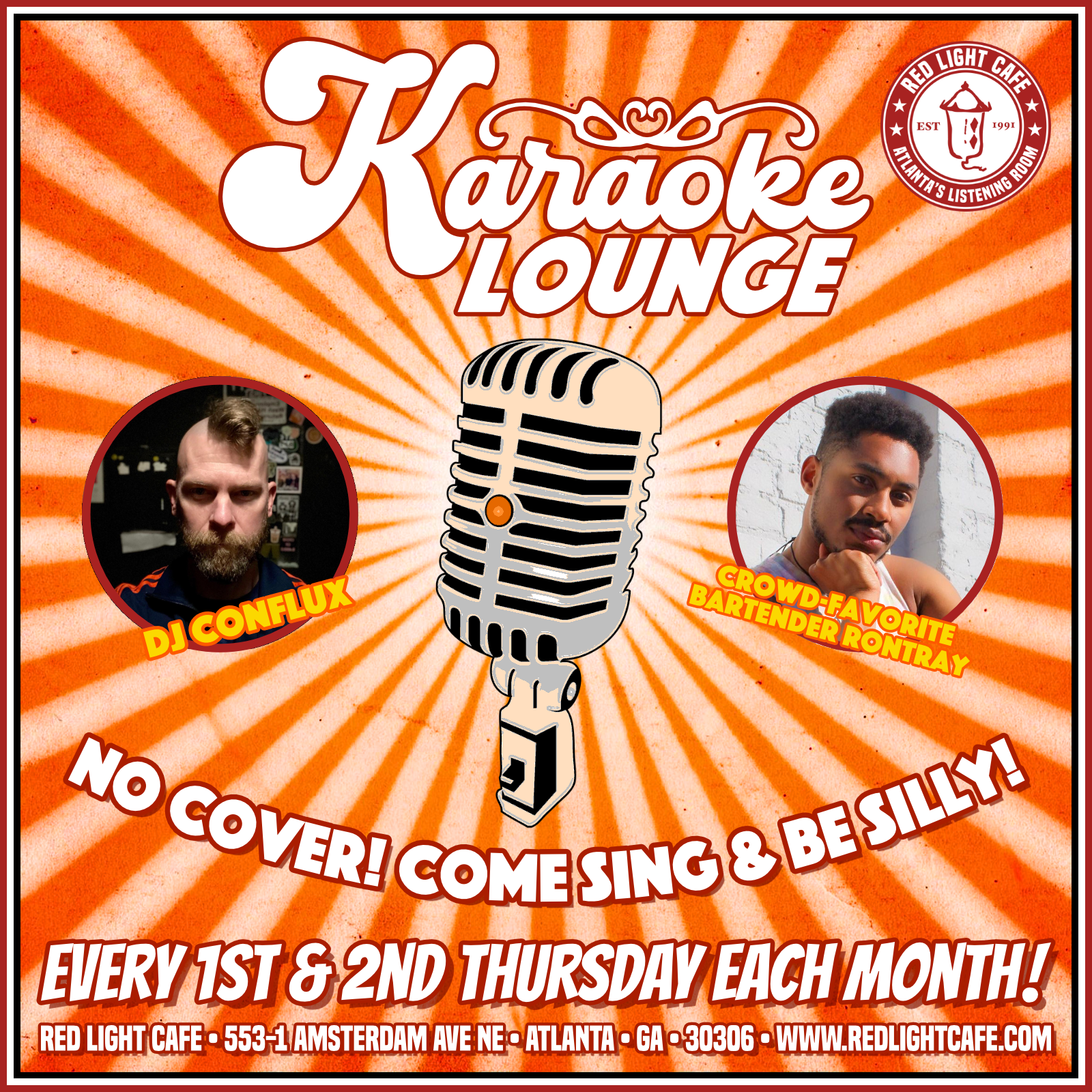 KARAOKE LOUNGE: Every 1st &amp; 2nd Thursday Each Month (No Cover!!!) — Red Light Café, Atlanta, GA
