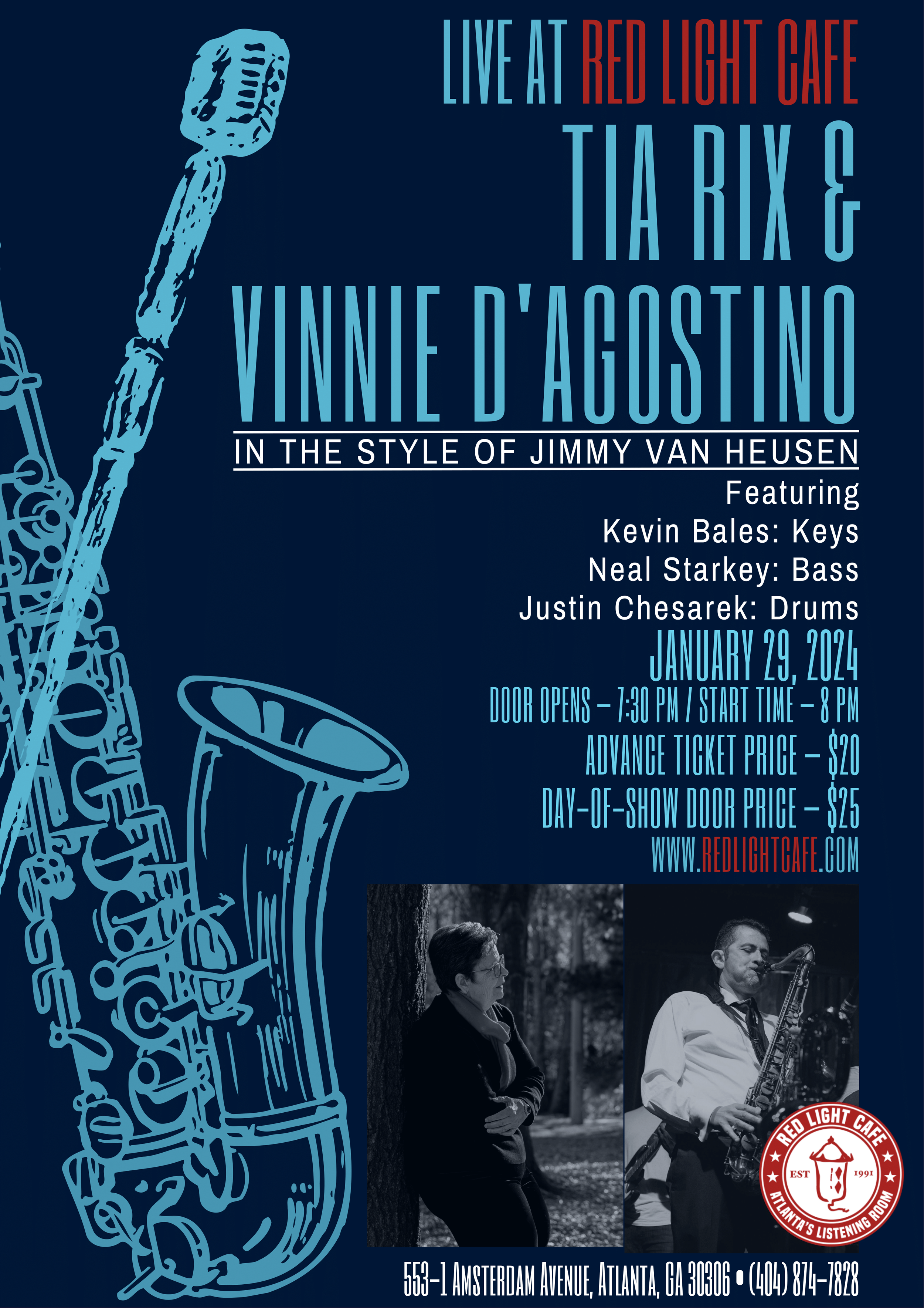 Tia Rix &amp; Vinnie D'Agostino: In the Style of Jimmy Van Heusen — January 29, 2024 — Red Light Café, Atlanta, GA