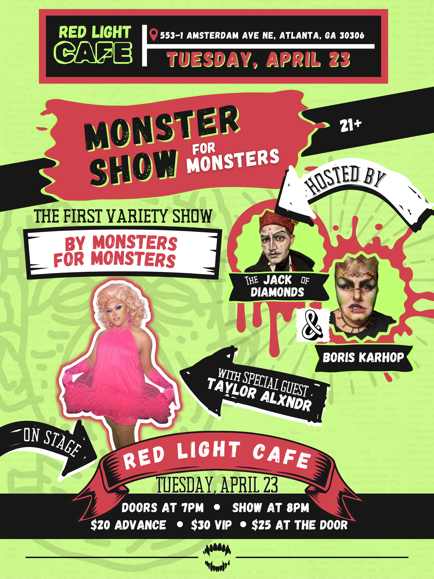 Monster Show For Monsters: A Variety Show — April 23, 2024 — Red Light Café, Atlanta, GA