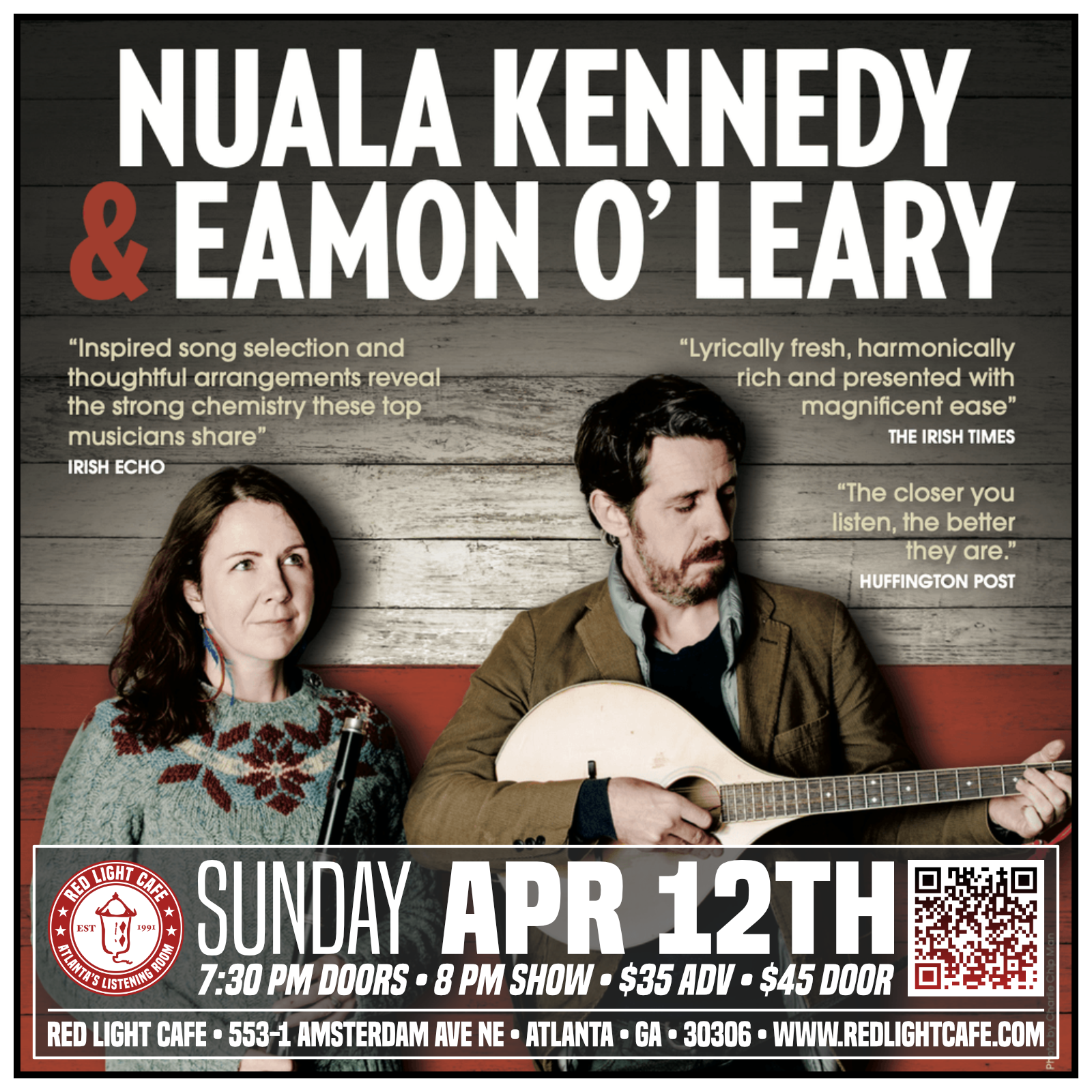Nuala Kennedy &amp; Eamon O’ Leary — April 12, 2026 — Red Light Café, Atlanta, GA