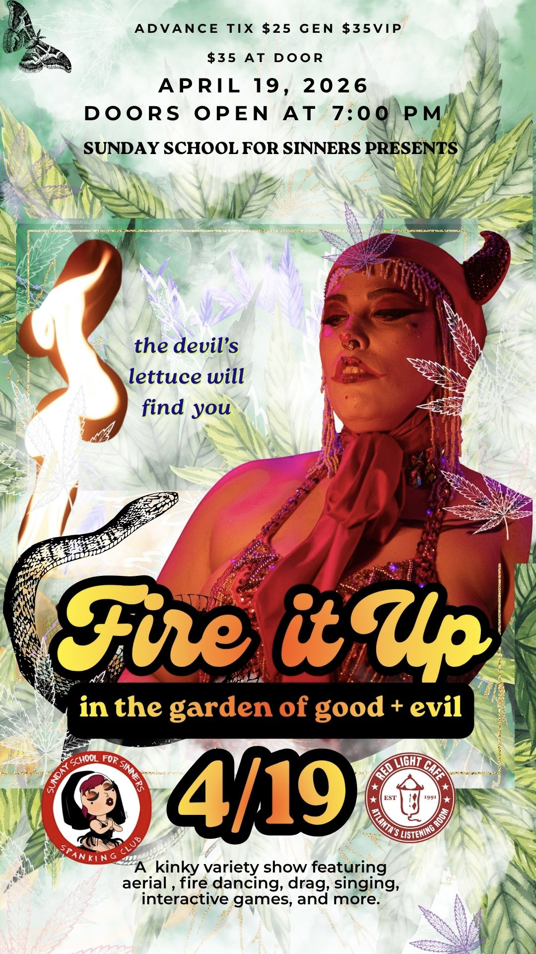 Sunday School for Sinners: Fire It Up —&nbsp;Apr 19, 2026 —&nbsp;Red Light Café, Atlanta, GA
