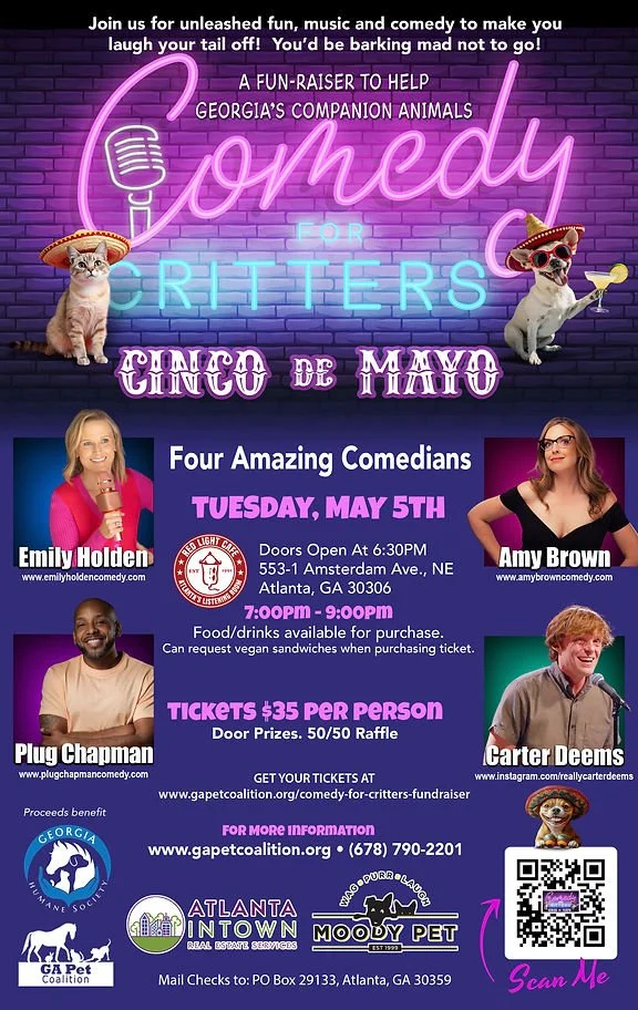 Comedy for Critters: A Fundraiser for Georgia's Companion Animals — May 5, 2026 — Red Light Café, Atlanta, GA