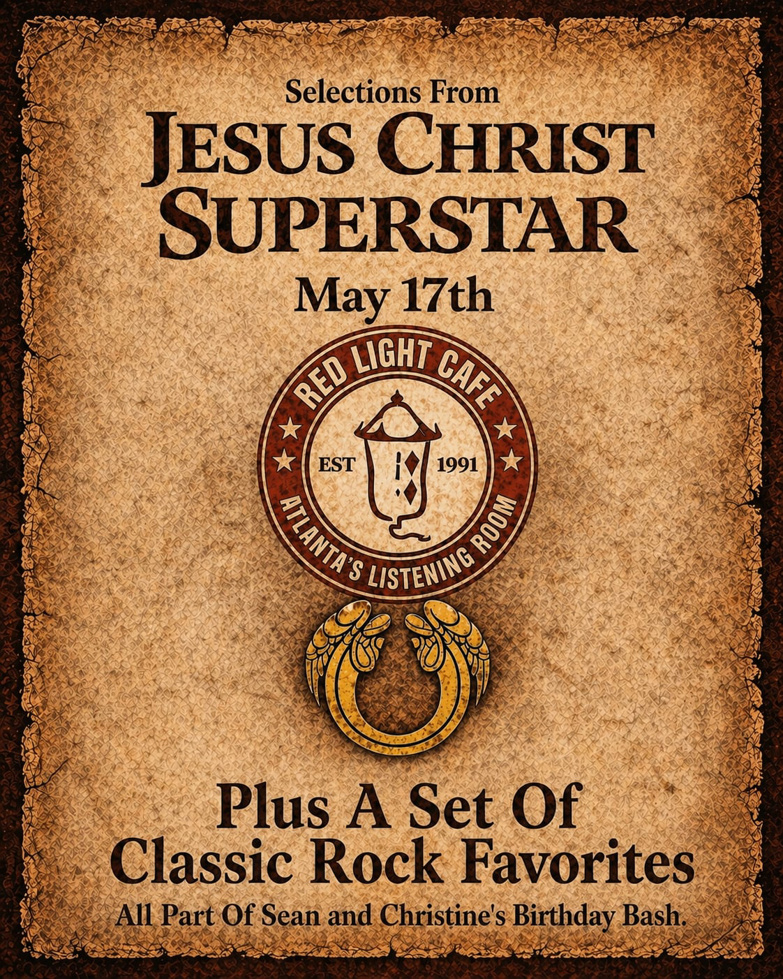 Selections From Jesus Christ Superstar + Classic Rock + More!&nbsp; — May 17, 2026 — Red Light Café, Atlanta, GA