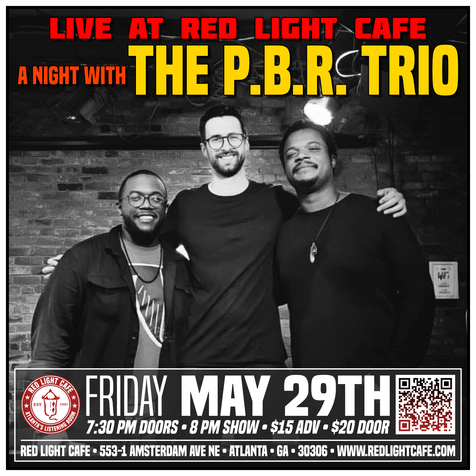 The P.B.R. Trio Live at Red Light Cafe&nbsp; — May 30, 2026 — Red Light Café, Atlanta, GA