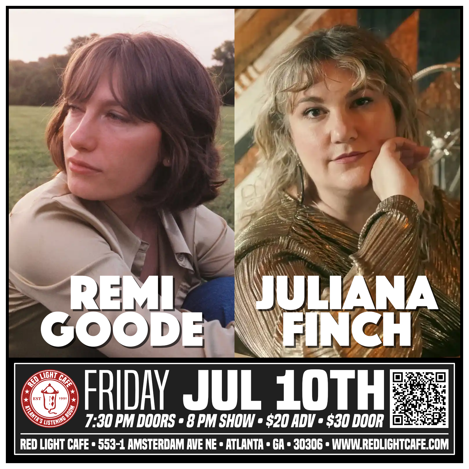 Remi Goode + Juliana Finch LIVE at Red Light Cafe — July 10, 2026 — Red Light Café, Atlanta, GA