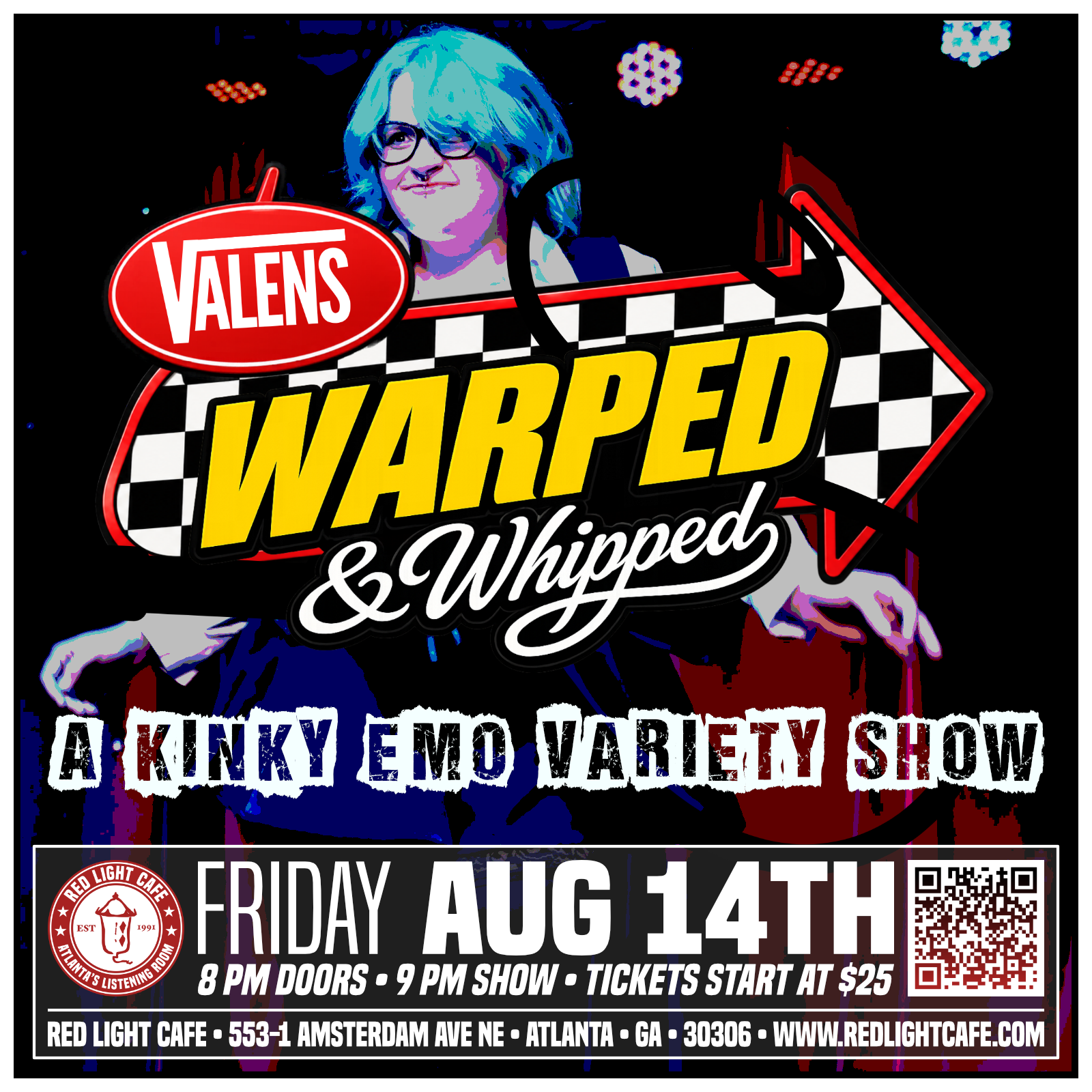 Warped + Whipped: A Kinky EMO Variety Show —&nbsp;August 14, 2026 —&nbsp;Red Light Café, Atlanta, GA