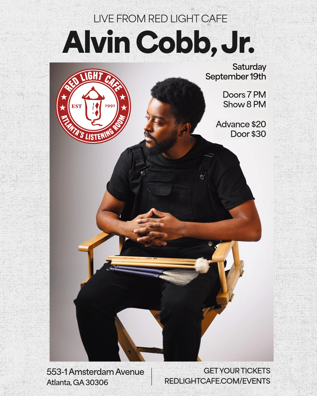 Alvin Cobb, Jr. LIVE!&nbsp;— September 19, 2026 — Red Light Café, Atlanta, GA