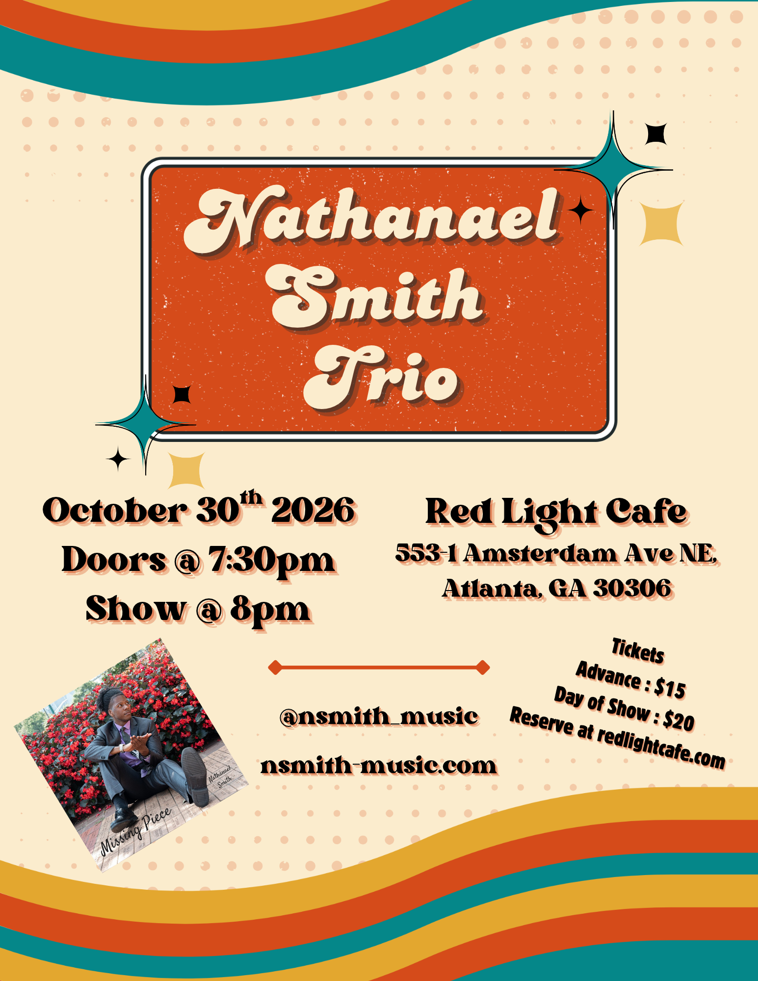 Nathanael Smith Trio (Jazz)&nbsp;— October 30, 2026 — Red Light Café, Atlanta, GA