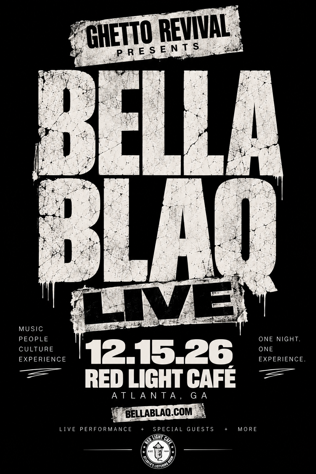 Ghetto Revival Presents: BELLA BLAQ LIVE — December 15, 2026 — Red Light Café, Atlanta, GA