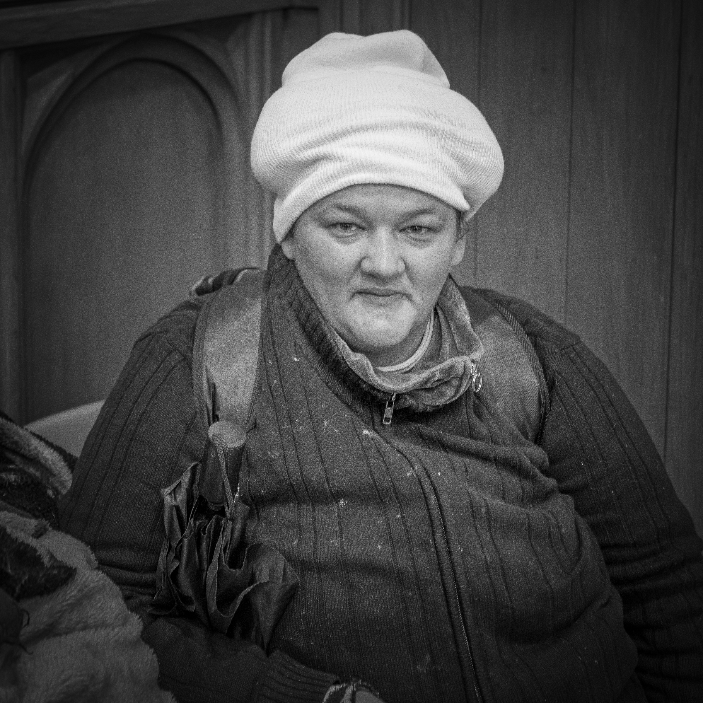 The Sunday Friendship Breakfast, November 29, 2015. I took some pictures of Courtney last week and again today. She sleeps on the steps of the Providence Cathedral every night. 