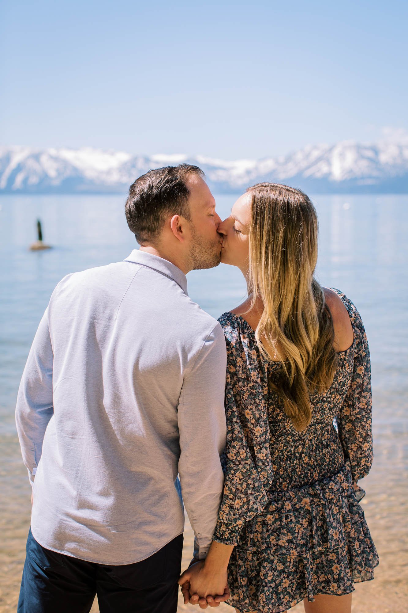 lake tahoe snow capped engagement session