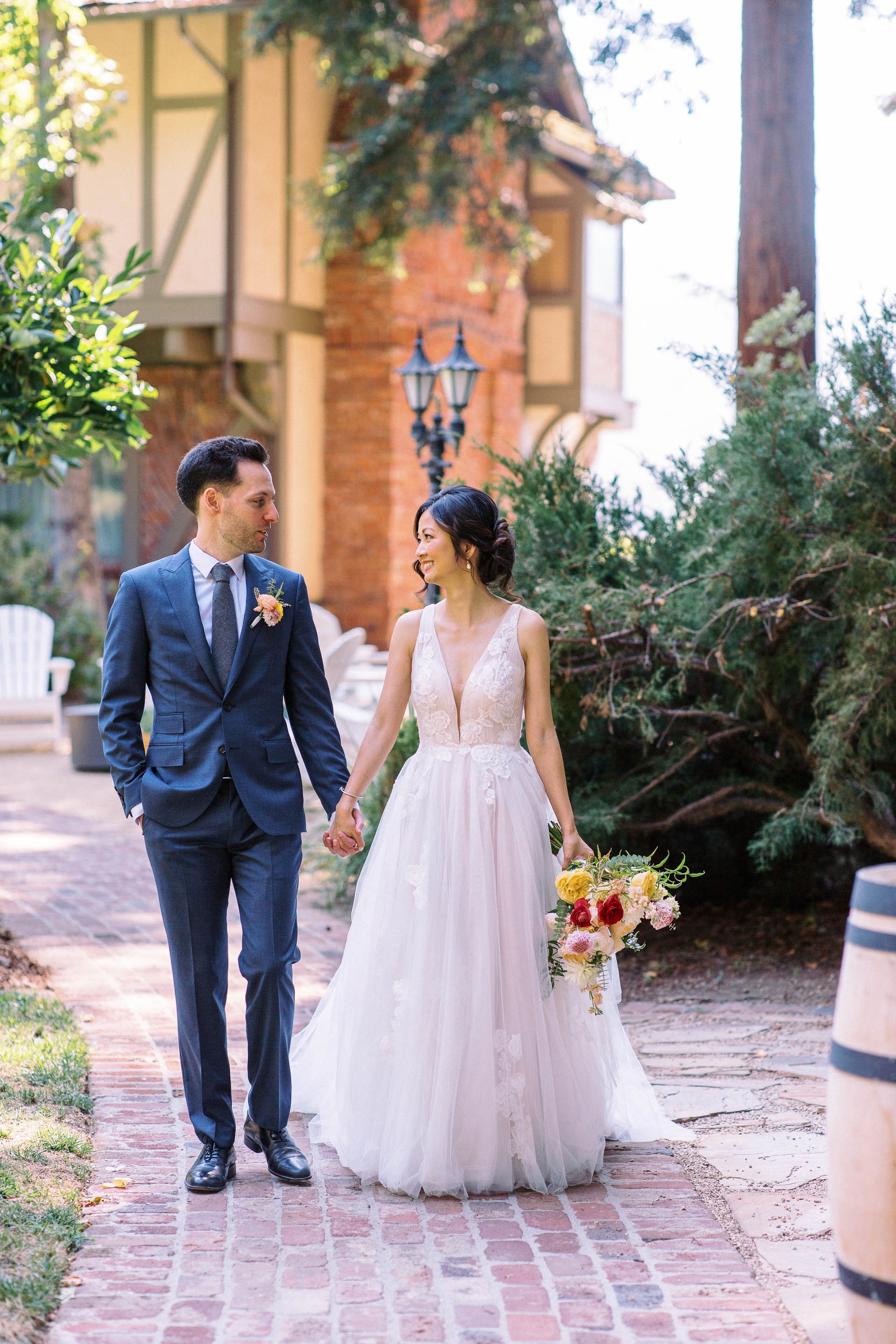 bride and groom at harvest inn