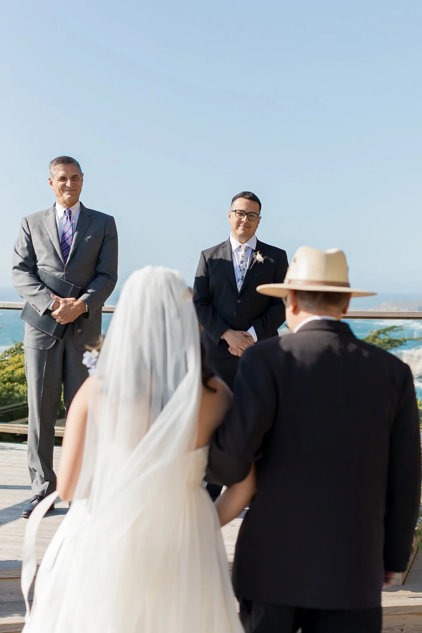 processional on wedding deck at carmel highlands