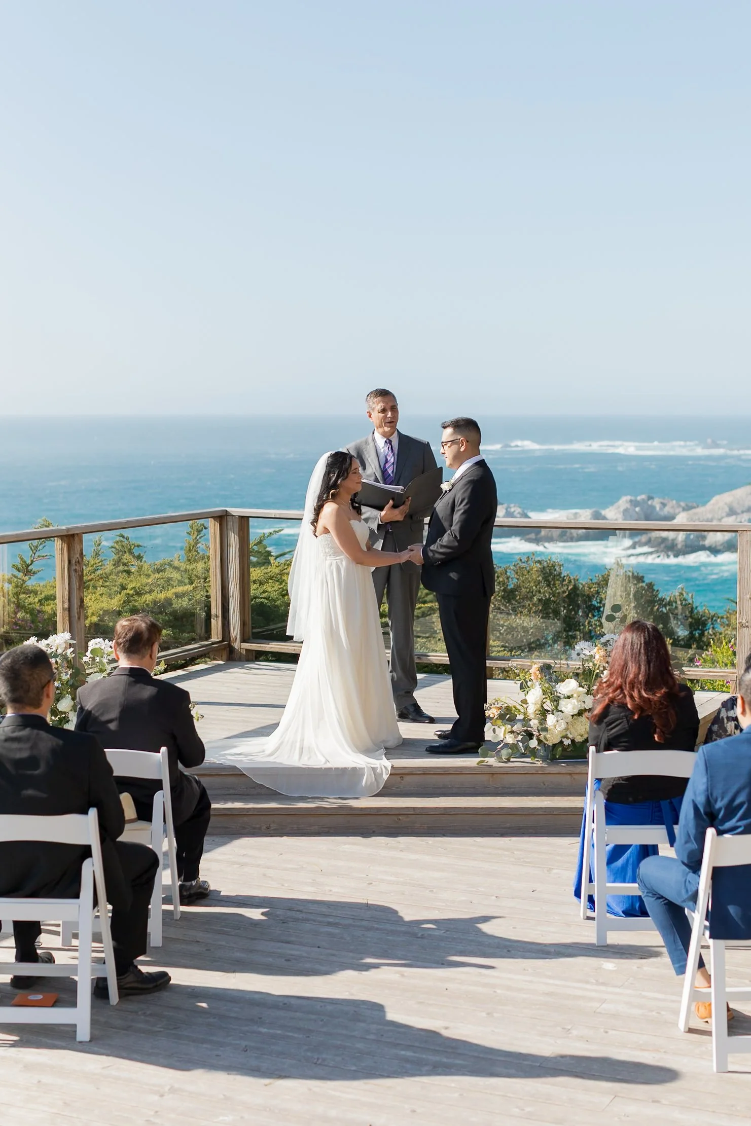 wedding ceremony on deck at carmel highlands