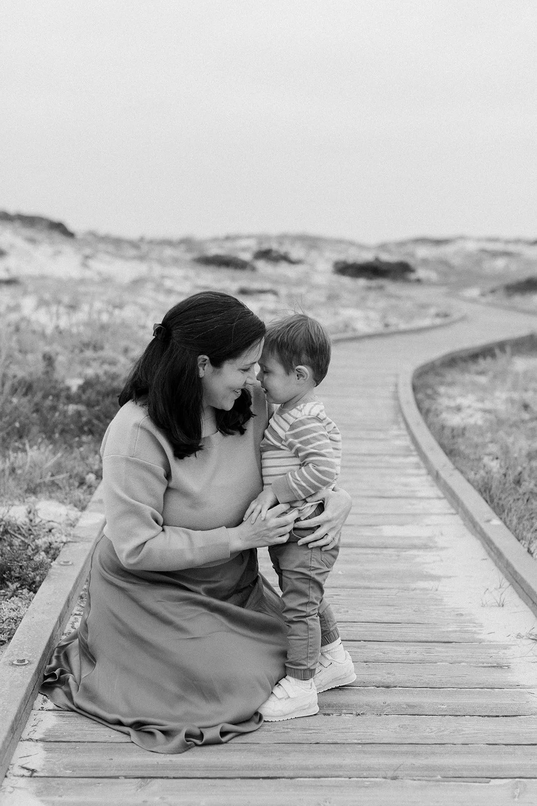 mother and son photo at beach