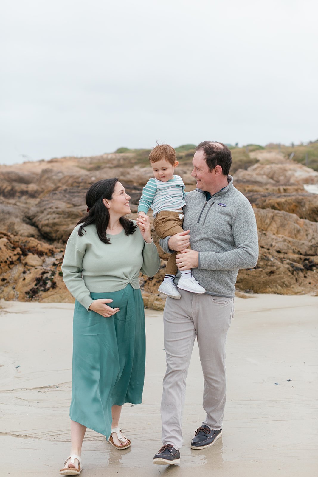 family photos on beach in pacific grove