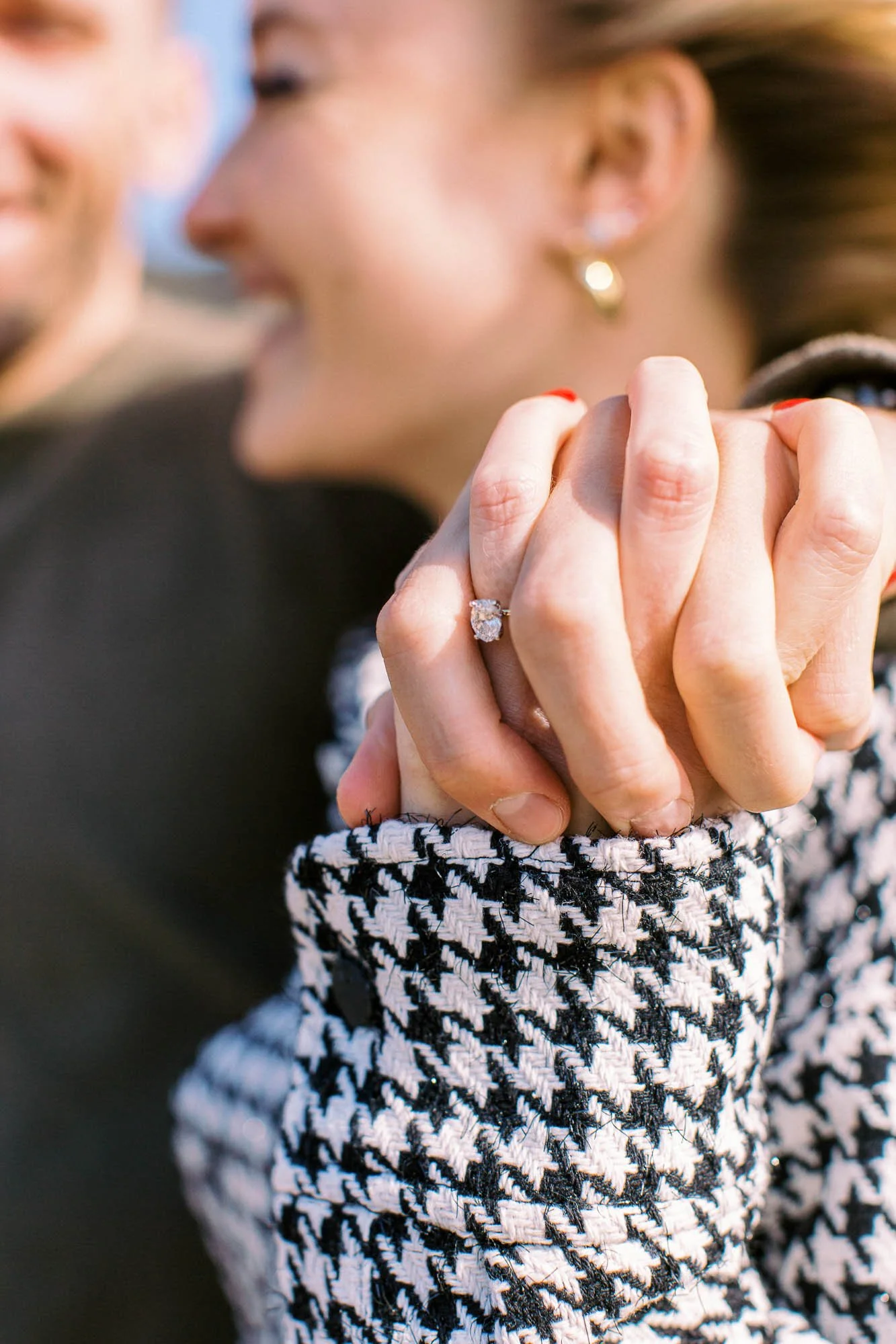 recently engaged couple wedding ring