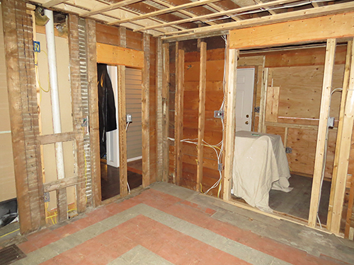  New entryway and old doorway, blocked off. 