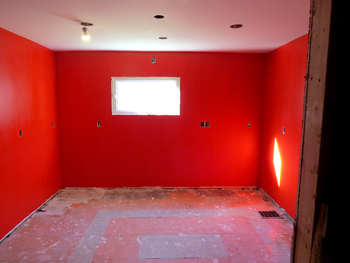 Neon Red, by Benjamin Moore. Trust me, this is not too red!