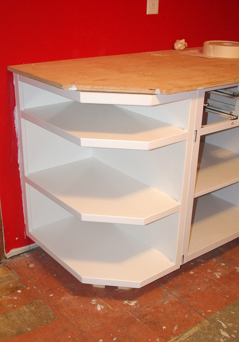 Our amazing new end shelf, built by Norm.
