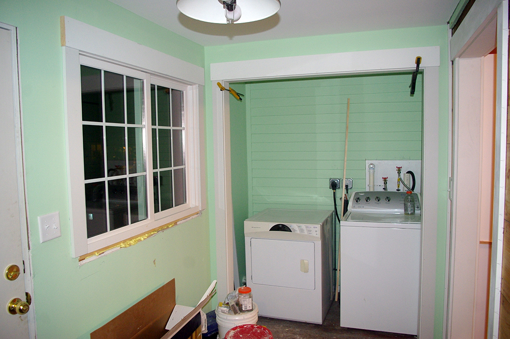 The new laundry room. Doors will be added, eventually.