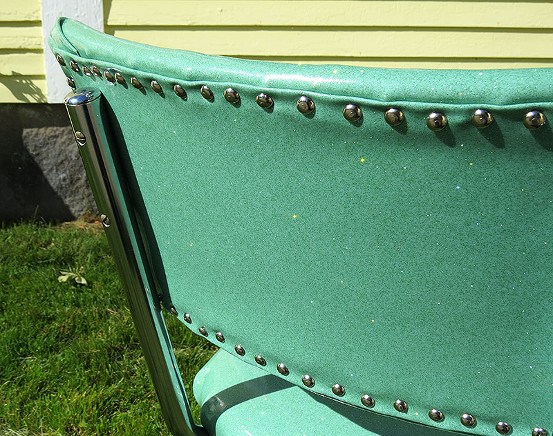Close-up of the back, with the metal upholstery tacks