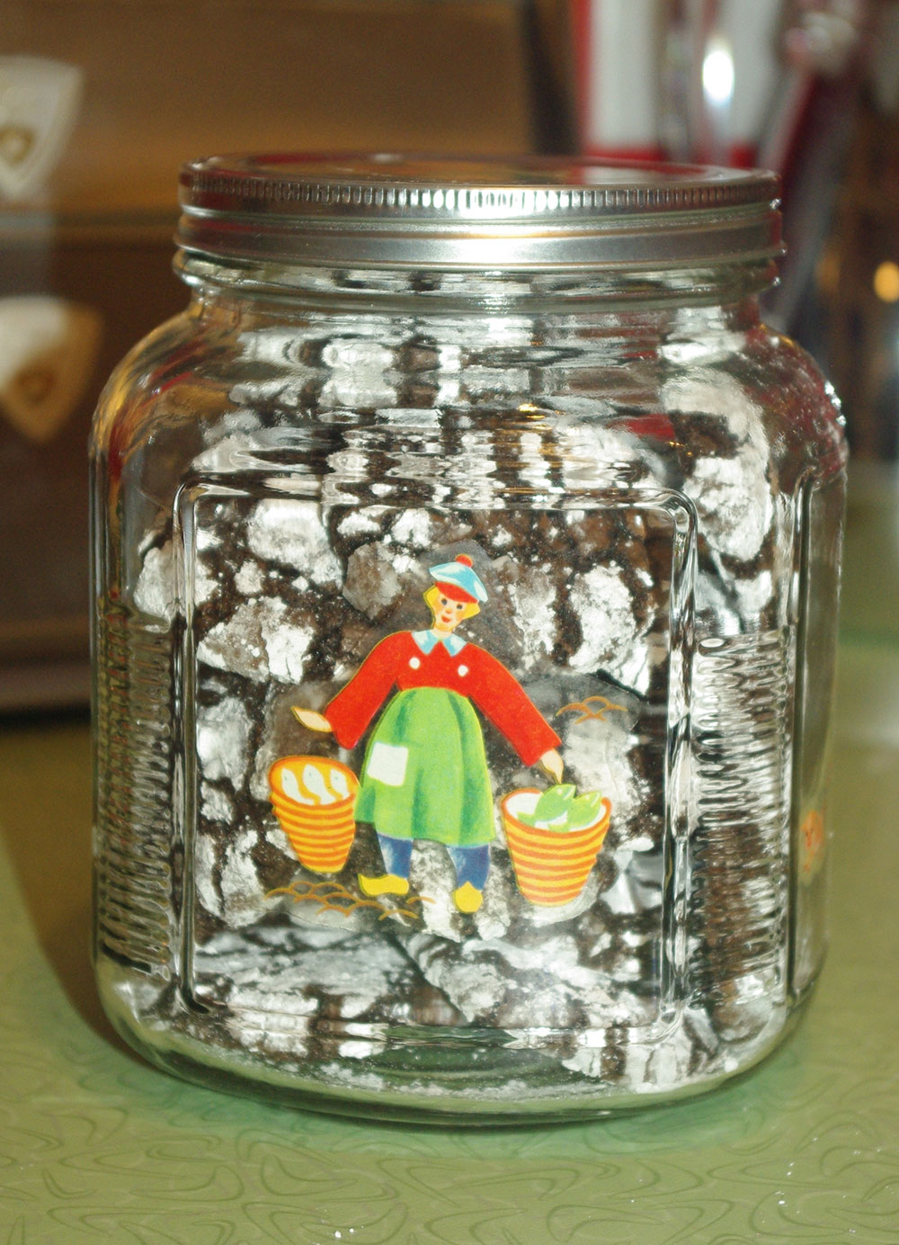 I decorated this jar with some vintage, 1940s decals I had.