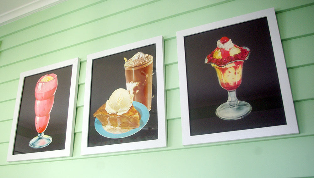 Ice-cream wall art in the eating area.