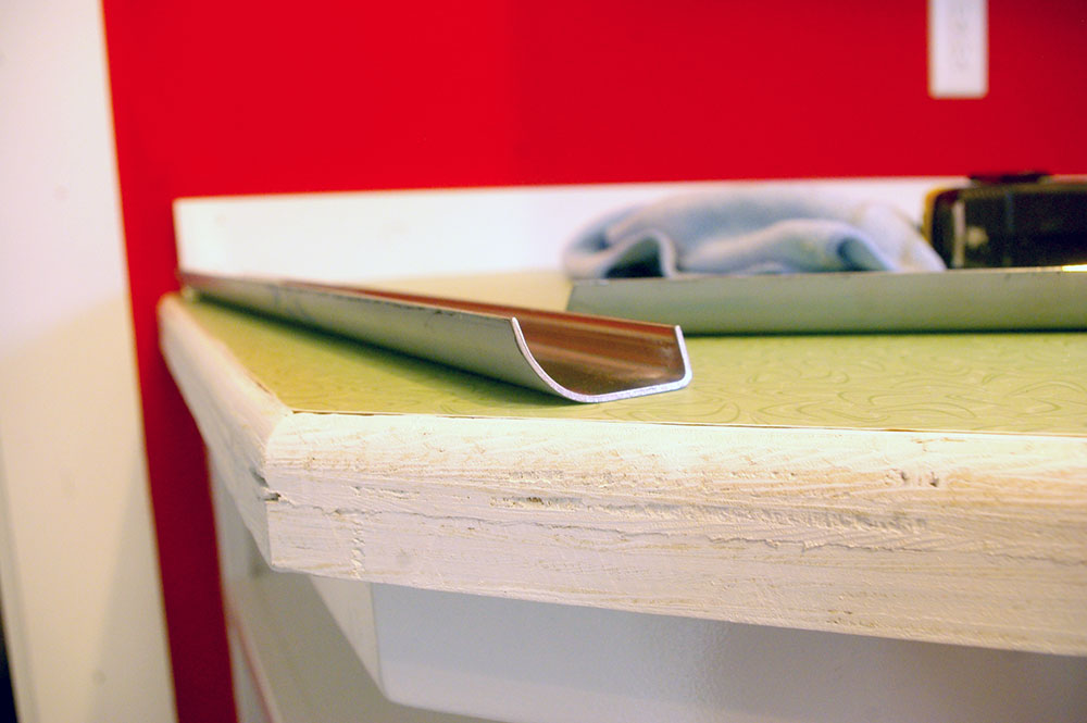 The routed countertop edge and trim ready to be installed