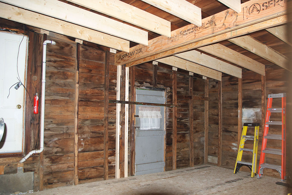 Room in progress. Massive LVL beams and new ceiling joists going in.
