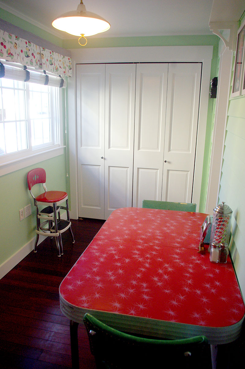 New eating area with laundry room at the end