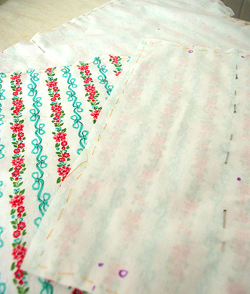 Close up of the lining and tailor marks.
