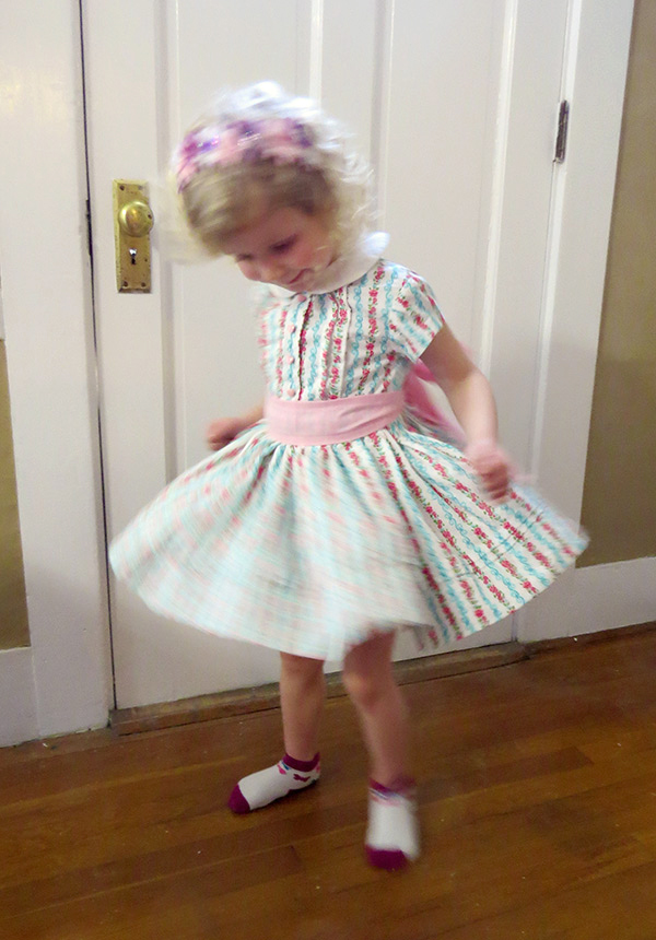 Testing the dress' twirling ability. It works!