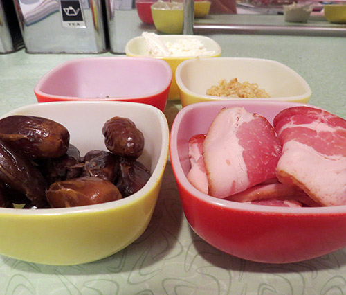 The ingredients for the Date Devils on Horseback