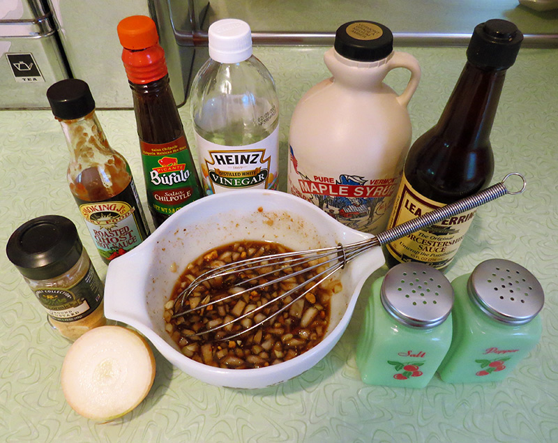 The ingredients and finished sauce