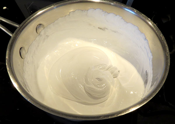 The finished marshmallow mixture ready to be made into peeps.