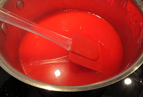 The Jello Jellies mixture cooking on the stove.