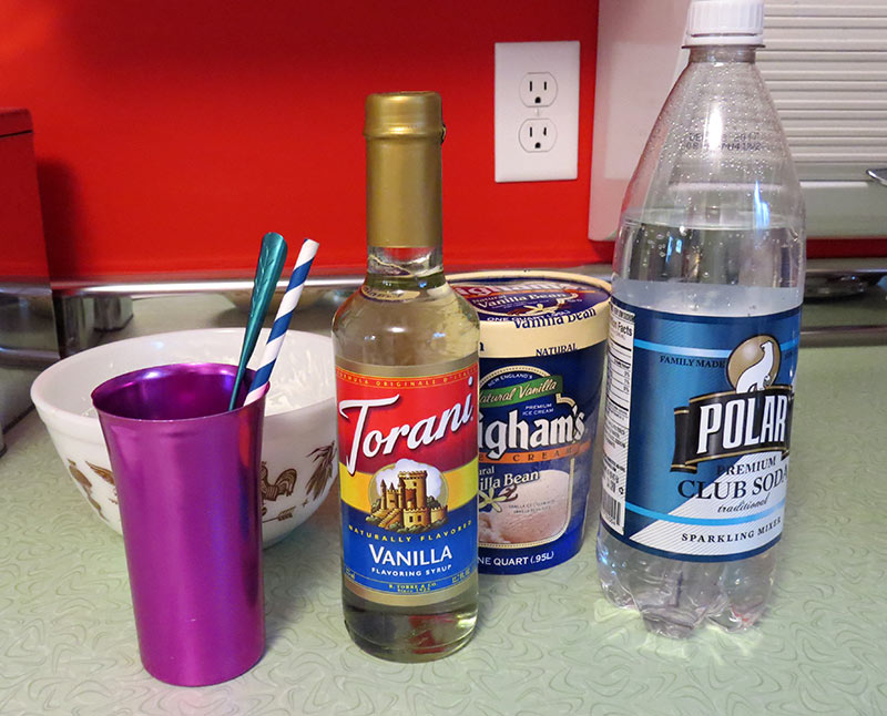 The ingredients for the Charlotte Russe, aka a vanilla soda.