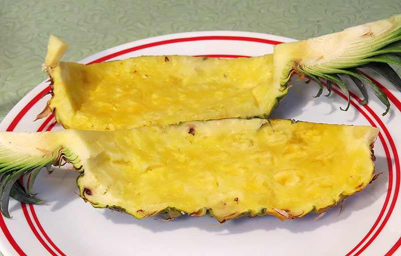 Pineapple shells ready for the salad