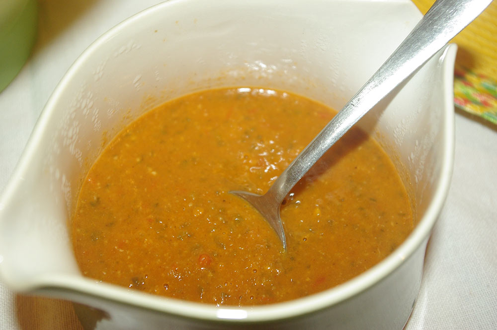 The final roja chili sauce